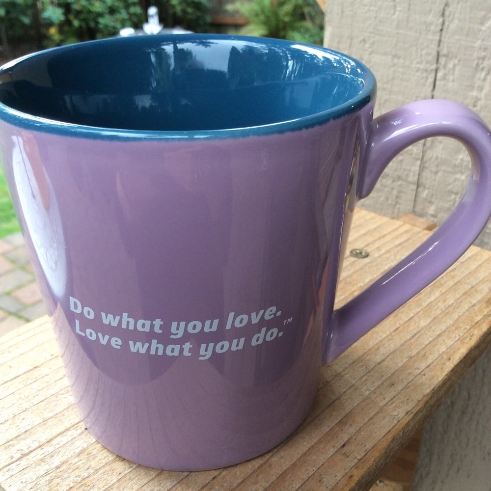 Life is Good lavender heart mug. “Do what you love - Picture 3 of 4